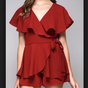 DO + BE Maroon Wrap Romper